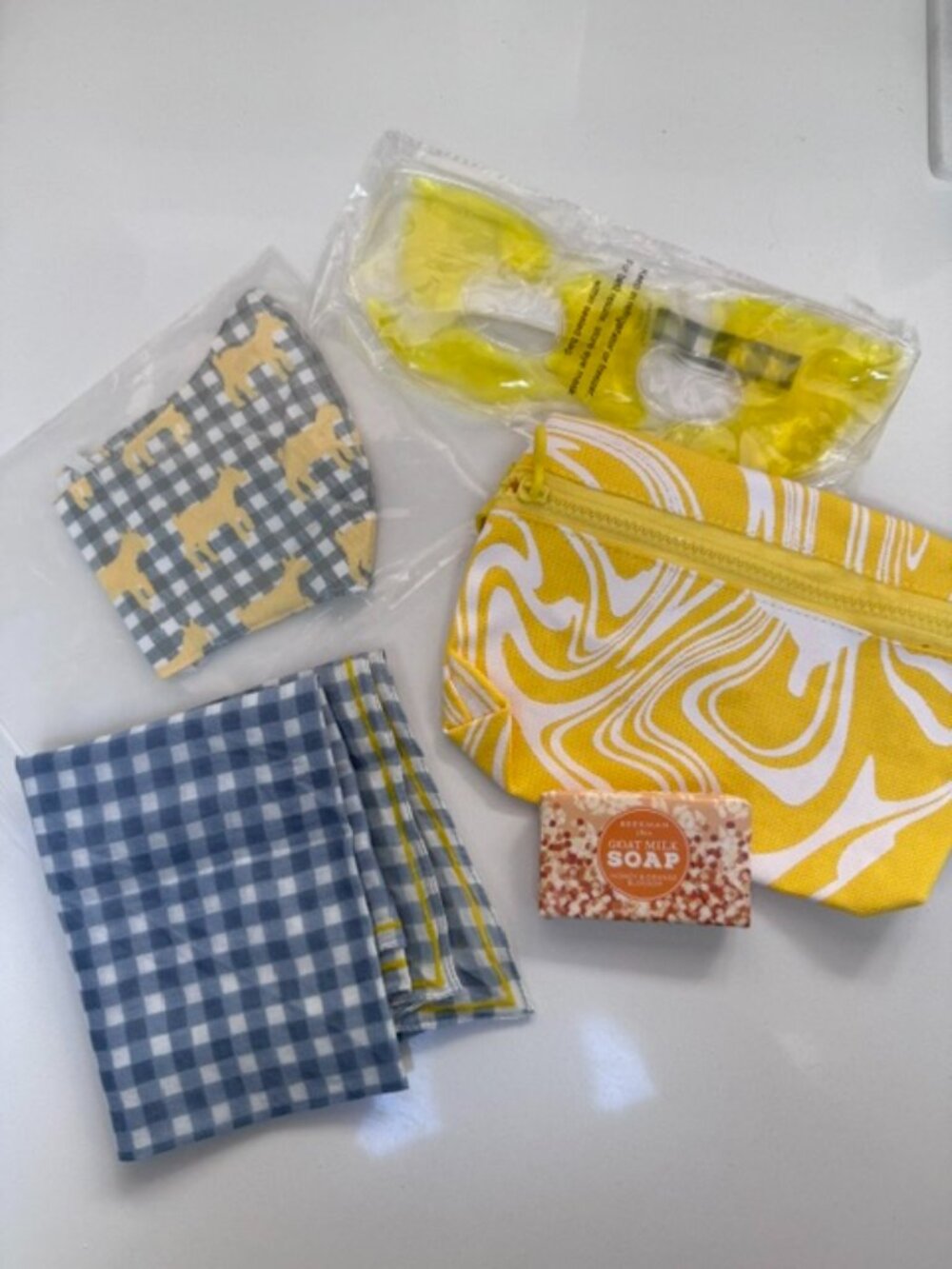 Beekman Bundle - Bag, Soap, Scarf, Eye Mask, Face Mask Brand New